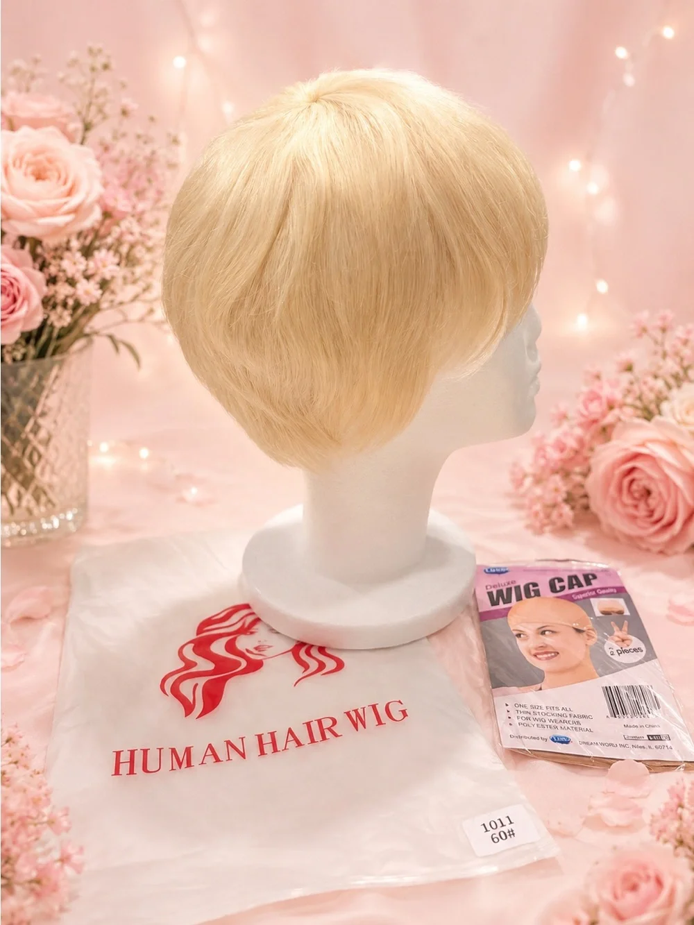 Light Blonde Human Hair Wig – Short Natural Style